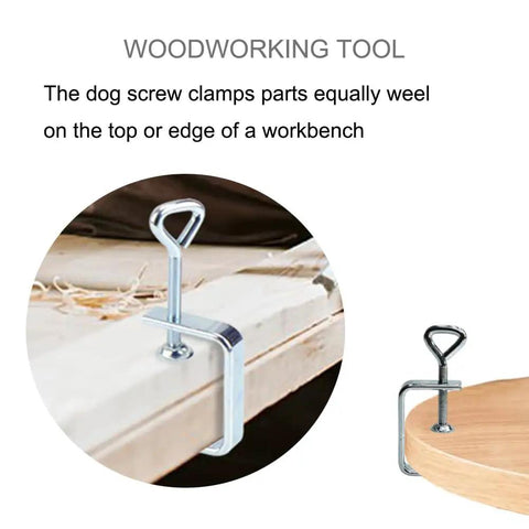 Two Pack Heavy Duty Woodworking C Clamps With Wide Jaw 2 Inch Capacity For Edge And Desk Bench Dog Holes Stainless Steel Welding Grade Clamps Ideal For Welding Projects Edge Banding And No-Fuss Workholding On Any Table Or Workbench With Steel Construction, steel C clamp on workbench edge