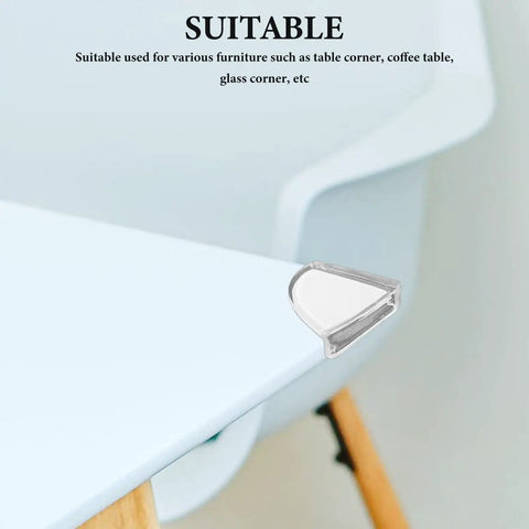 Clear silicone corner protector on table edge with 36 Pack Silicone Corner Protectors For Sharp Furniture Edges With High Elasticity Easy To Install And Remove Peel And Stick Safety Guards To Prevent Kids And Pets From Getting Hurt.