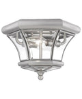 Monterey Dope 2 Light Flush Mount Outdoor Indoor Brushed Nickel Solid Brass Fixture With Clear Beveled Glass classic style