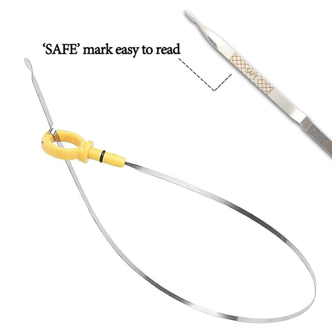 Engine Oil Level Dipstick Gauge Replacement For Chrysler Pacifica 2007 2008 Town And Country 2008 2010 Grand Caravan 2008 2010 Nitro 2007 2011 4.0L V6 Easy Drop In Install With 4593604AA Part Number, showing metal stick with yellow handle and 'SAFE' mark.