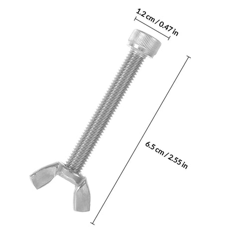 Stainless Steel Wing Nut And Machine Screw Kit Ten Pairs Of Quarter Inch Thread Fasteners Heavy Duty Durable Bolts dimensions shown