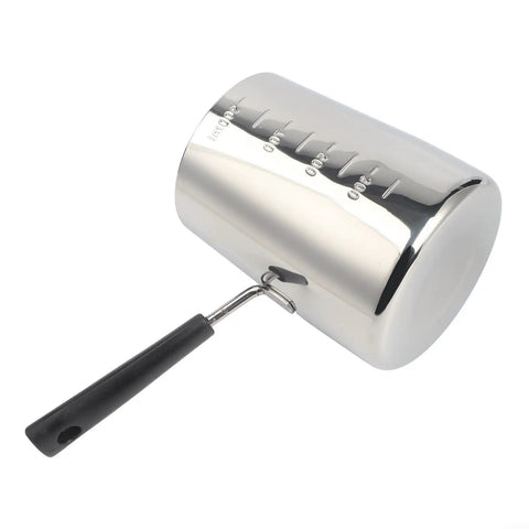 Turkish Coffee Pot Stainless Steel Milk Pot And Chocolate Melting Pan For Sauce Heating Dishwasher Safe 350ml 600ml 900ml Capacity Easy Clean Cookware For Home Cafe And Sweet Treats shown from side view with spout and handle.
