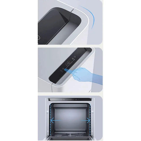 Nifty Countertop Dishwasher control panel with touchscreen and open stainless steel tub for easy loading, Straight-Up Fast 40 Min Cycle.