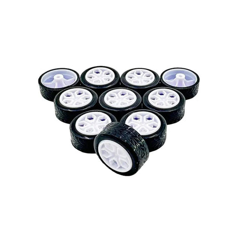 Ten Piece Small Toy Car Wheel Set With 20mm Rubber Tires And 5 Shaft Axles For RC Cars Trucks Robots DIY Model Toys Replacement Accessories