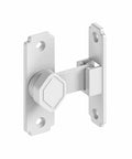 Premium Aluminum Sliding Barn Door Lock Featuring 90 Degree Flip Security Latch with sturdy white latch for interior gates.