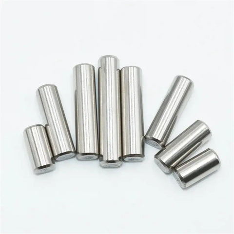 Beefy Heavy Duty Stainless Steel Dowel Pin Assortment Set for Shelves and Closets showing multiple solid cylinder pins