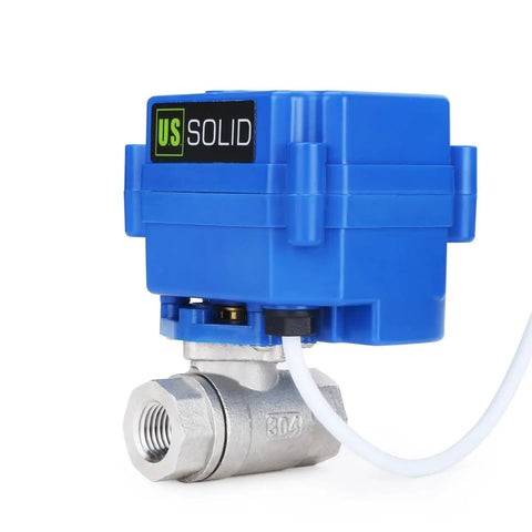Motorized One Quarter Inch Ball Valve In Stainless Steel 304, Full Port, NSF Certified For Drinking Water, 9 To 24 Volt DC