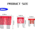 Shop Grade 300 Piece Automotive Fuse Assortment Kit With Standard Mini And Small Blade Fuses 2A To 40A Tough Zinc Build Plus Extractor Tool For Work Trucks Daily Drivers showing different sizes of red blade fuses.