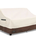 Outdoor Two Seater Loveseat Cover Waterproof Beefed Up Heavy Duty Patio Sofa Cover 58W x 33D x 32H Inches Beige And Brown