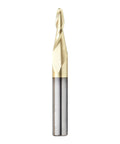 Up Cut Spiral CNC Router Bit For DIYers And Pros Carving In 2D And 3D With ZrN Coating Five Degree Tapered Ball Tip One Quarter Inch Diameter