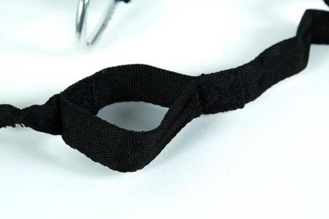Close-up of Shock Absorbing Bungee Tug Line for Skijoring and Bikejoring, Hands Free Dog Leash With Waist Belt Compatibility, black