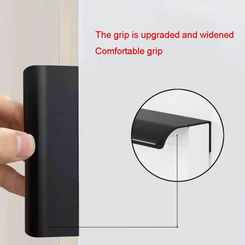 Aluminum Alloy Concealed Cabinet Door Pulls 1200mm Two Piece Black Wardrobe Kitchen Handles With Finger Edge detail view