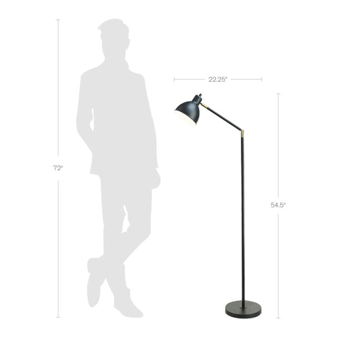 Go To Modern Adjustable Floor Lamp For Living Room Bedroom And Office Black Standing Lamp With Bronze Accents 54.5 Inches Tall beside silhouette.