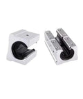 Close-up of 4 Piece SBR Linear Ball Bearing Block Set For CNC Router 12mm Slider Carriage On Linear Guide Rail Compatible With SBR10UU SBR12UU SBR16UU SBR20UU SBR25UU.