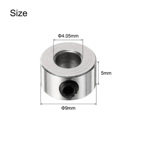 15 Piece Set Screw Shaft Collars 4.05mm Bore 9mm OD 5mm Width Nickel Plated Carbon Steel Drill Stop Collars with Dimensions