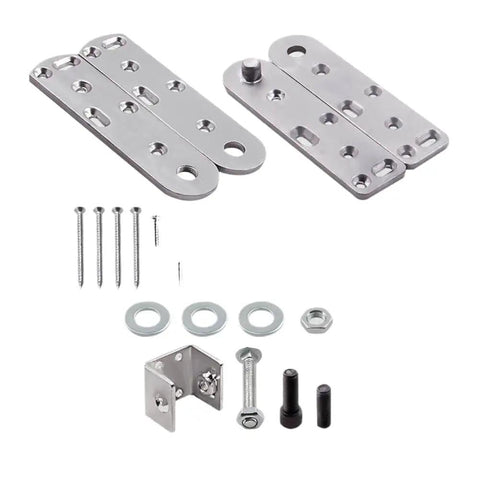 Concealed Bookcase Door Pivot Hinge Kit 500 Pound Capacity Heavy Duty Hidden Door Hardware components displayed