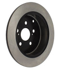 Centric Premium rear brake rotor with silver friction surface and black hub, front view