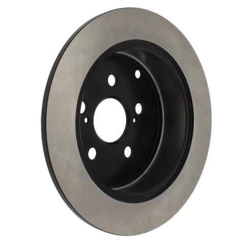 Centric Premium rear brake rotor with silver friction surface and black hub, front view
