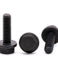 Beefy M10 Flanged Washer Head Hex Bolts 35mm Long Full Thread Set Of 10 10.9 Grade Alloy Steel Black Oxide Finish GB5789 Hex Drive