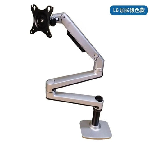 Built Different Heavy Duty Monitor Arm With Smooth Multi Angle Swivel Quick Install Rock Solid Base Easy Cable Management, silver mounting arm.