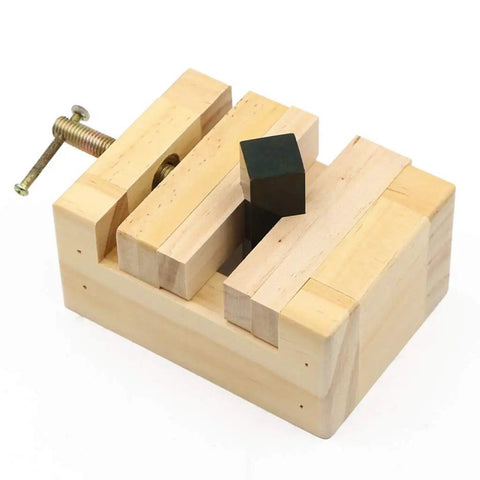 DIY Friendly Wooden Flat Vise Clamp On Bench Vise for Woodworking Carving and Engraving with Clamp On Tongs and Seal Pad