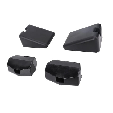 Premium 4 Piece Rubber Hood Bumper Support Kit For T680, T880, And 579 Trucks. Durable Upper Lower Latch Bumper Stops With OE Parts To Fix Rattling Issues. Keep Your Ride Tight And Smooth Today Without Breaking The Bank On Expensive Repairs From. four black rubber hood bumper stops shown on white background