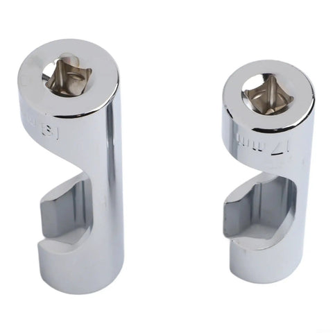 Injector Line Socket Wrench Set 17mm 19mm Chrome Vanadium Steel Two Piece Line Nut Removal Tool Kit For Auto Repair
