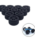 20 Pack Plastic Toy Wheels With 2mm Shafts And Round Axles For RC Cars And DIY Models, 35mm Diameter Wheels, black set