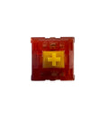 Linear 5 Pin MX Mechanical Keyboard Switch Kit For Custom Builds Smooth Key Travel Quiet Feel Pre Lubed For Fast Install Great For Gaming And Typing On DIY Keyboards Compatible With Most PCBs 35 Switch Set, red translucent switch close-up