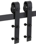 Top Shelf Heavy Duty Sliding Barn Door Hardware Kit For Single Door featuring quiet ball bearing roller track in matte black finish.