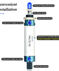 Double Acting Pneumatic Air Cylinder 32mm Bore 50mm Stroke With One Eighth Inch Port And Y Connector labeled parts diagram