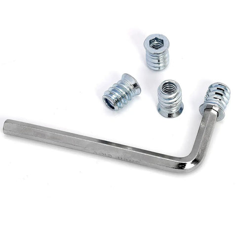 All In One Wood Fastening Kit With One Quarter Twenty Threaded Inserts Tee Nuts Bolts And Washers, threaded inserts with hex key