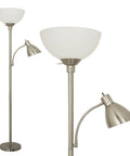 Adjustable Metal Floor Lamp With Side Reading Light In Satin Nickel Finish 150 Watt Go To Modern Mother Daughter Standing Lamp