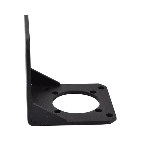 Side view of Alloy Steel Mounting Bracket For NEMA 23 Geared Stepper Motor ST M2 Economy Model with extra mounting holes, plastic spray finish.