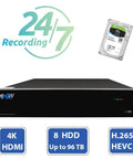 Boss Level 4K Security Camera System with Network Video Recorder supporting 8 HDD and 4K HDMI for all-day surveillance.