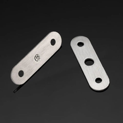 12 Pack Stainless Steel Hidden Door Hinges For Cabinets And Closets on black background, two pieces shown