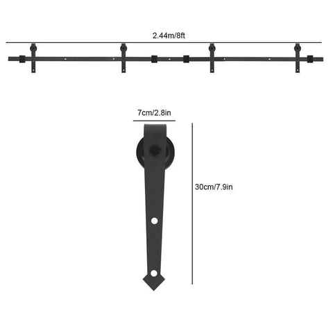 8Ft Heavy Duty Sliding Barn Door Hardware Kit With Single Track Bypass And Double Door Capability Carbon Steel Construction