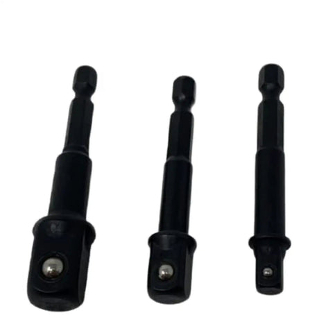 Impact Driver Socket Adapters 3 Piece Set With 1/4 Hex Shank To 1/4 Drive 1/4 Hex Shank To 3/8 Drive And 1/4 Hex Shank To 1/2 Drive