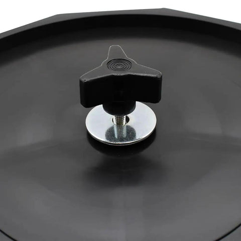 Close-up of locking knob on Hardcore Shop Approved 8 Inch Table Saw Blade Holder Wall Mount Rack for tools.