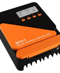 Upgraded 20A MPPT Solar Charge Controller with LCD Screen, dual USB ports, orange and black design, ideal for RVs and off grid