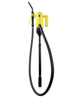 Electric Fuel Transfer Pump For 15 To 55 Gallon Drums Hands Free Operation with yellow handle and black hose for easy fluid transfer.