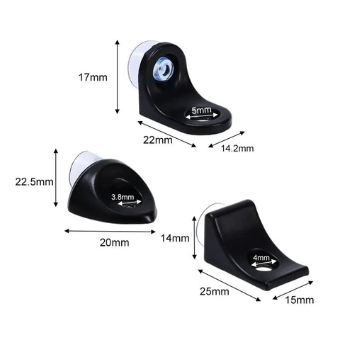 Right Angle Cabinet Shelf Clips 20 Pack With Suction Cup Glass Base Support showing size dimensions and design