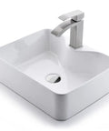 White Rectangle Ceramic Vessel Sink Combo With Stainless Steel Faucet And Chrome Pop Up Drain For Modern Vanity Dope Sleek 19x15 Inch Porcelain Art Basin Premium Glazed Ceramic Bathroom Sink