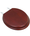 Cherry Finish Wooden Toilet Seat With Chrome Hinges And Non Slip Bumper For Round Toilets Durable Hardwood Comfort Tarnish Resistant Chrome Easy Install And Stable Fit