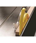 Push Stick for Woodworking Safety with Non Slip TPE Base High Visibility Yellow Handle guiding wood on table saw