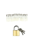 Heavy Duty Double Folding Security Gate Built Like A Tank For Garage And Warehouse With Rock Solid Expandable Metal Scissor Design And Four Lockable Rolling Casters, includes padlock and screws.