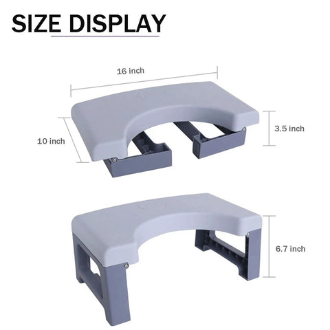 Foldable Potty Stool For Adults, 7 Inch Squat Footstool With 35 Degree Defecation Angle, size display illustration, blue
