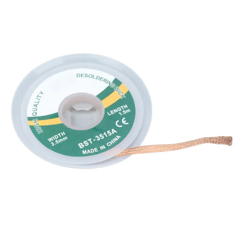 3.5mm Wide Desoldering Wick Alloy Copper No Clean Solder Removal Braid, 1.5 Meter Long spool for electronics repair