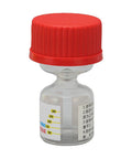Small evaporating glass bottle with red cap for watch repair and precise lubricant application, compatible with Epilame Fixodrop Lubeta.