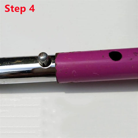 Step 4 installation of 8mm Diameter V Shape Shrapnel Double Solid Button Snap Spring Clip on telescopic tube